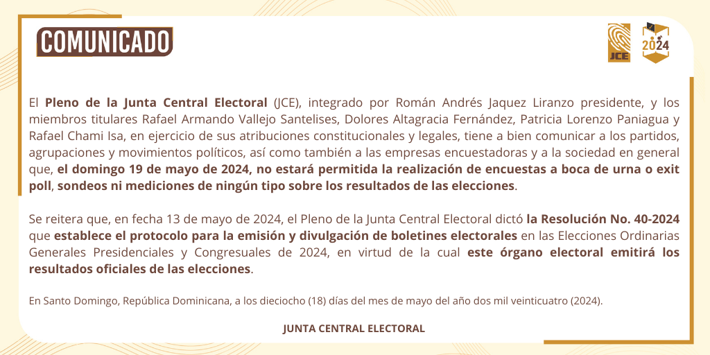 Comunicado sobre prohibición de exit polls